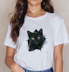 https ae01.alicdn.com kf Hadbfaf27bc234efc90ed1ef266b90d944 Pretty cute kitten Graphic print T shirt Women Child Trendy Tshirt Proud And Indifferent Little Black